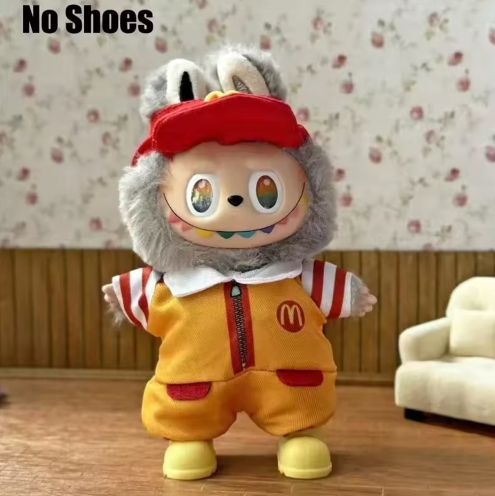 McDonald's Worker Uniform Clothing For Labubu, Doll Is Not Included